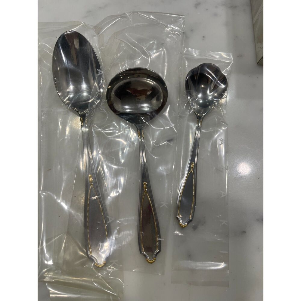 Yamazaki Stainless Victoria Gold Accent 3 pc Completer Set: TBS, Gravy, Sugar